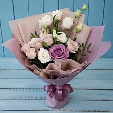 Букет цветов из:  Розы и Лизиантусы #REPLACE_PRED# Новой Трехгорке